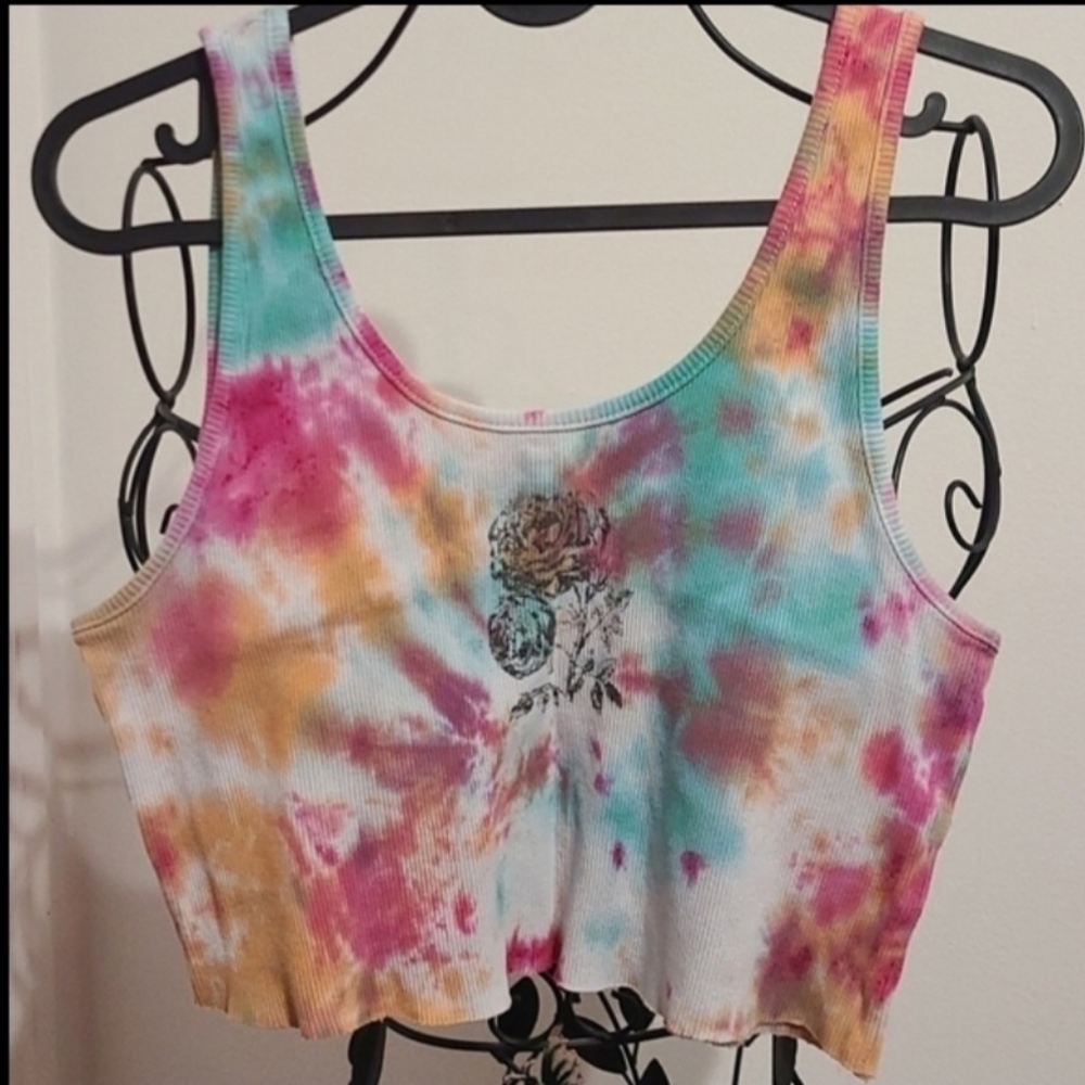 Tie‎ dye cami rib crop top